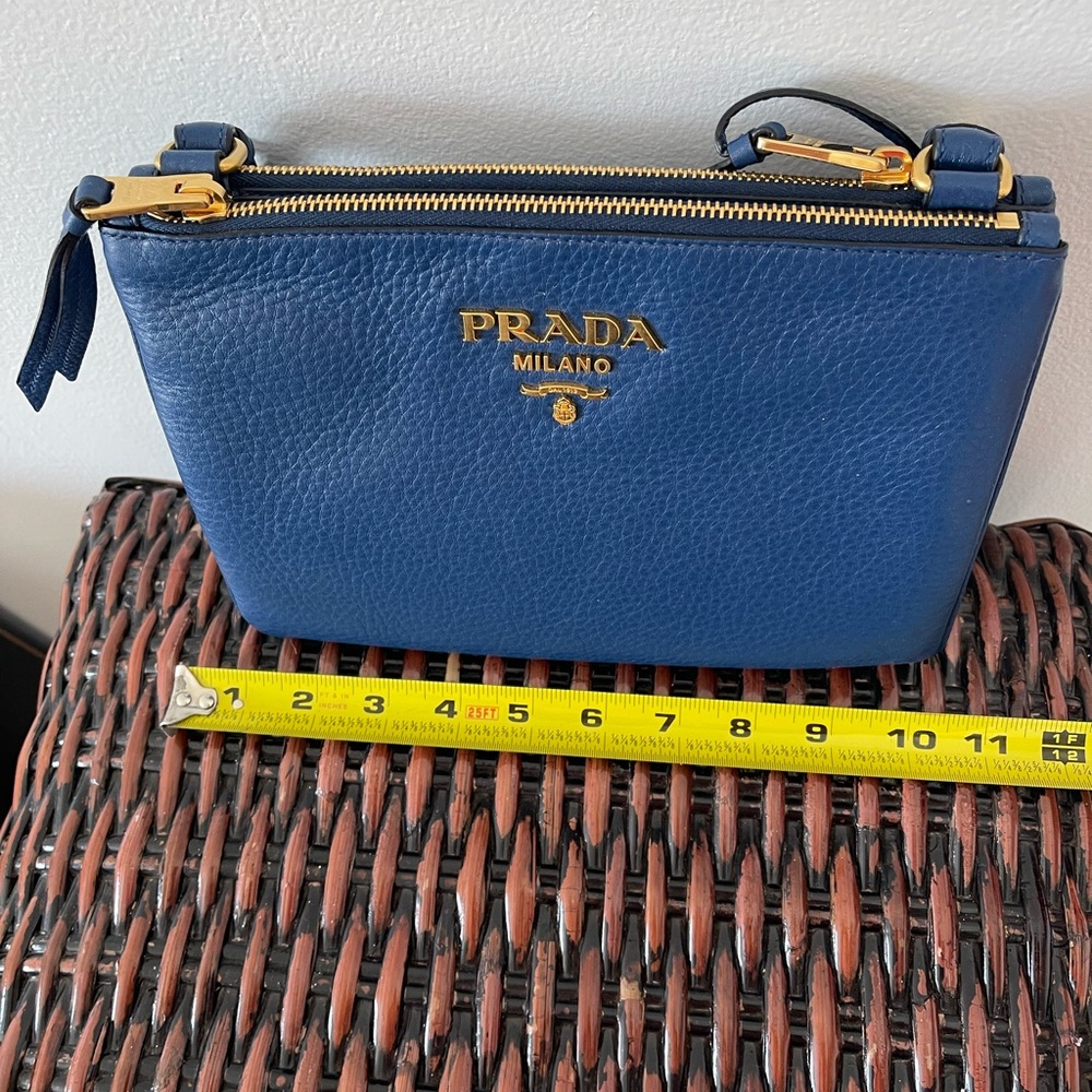 Prada Vitello Phenix Double Zip Crossbody Bag Baltico